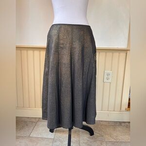 BCBGmaxazria Womens Size 8 Gold Metallic Bronze Linen Wrap Knee Length Y2K Skirt
